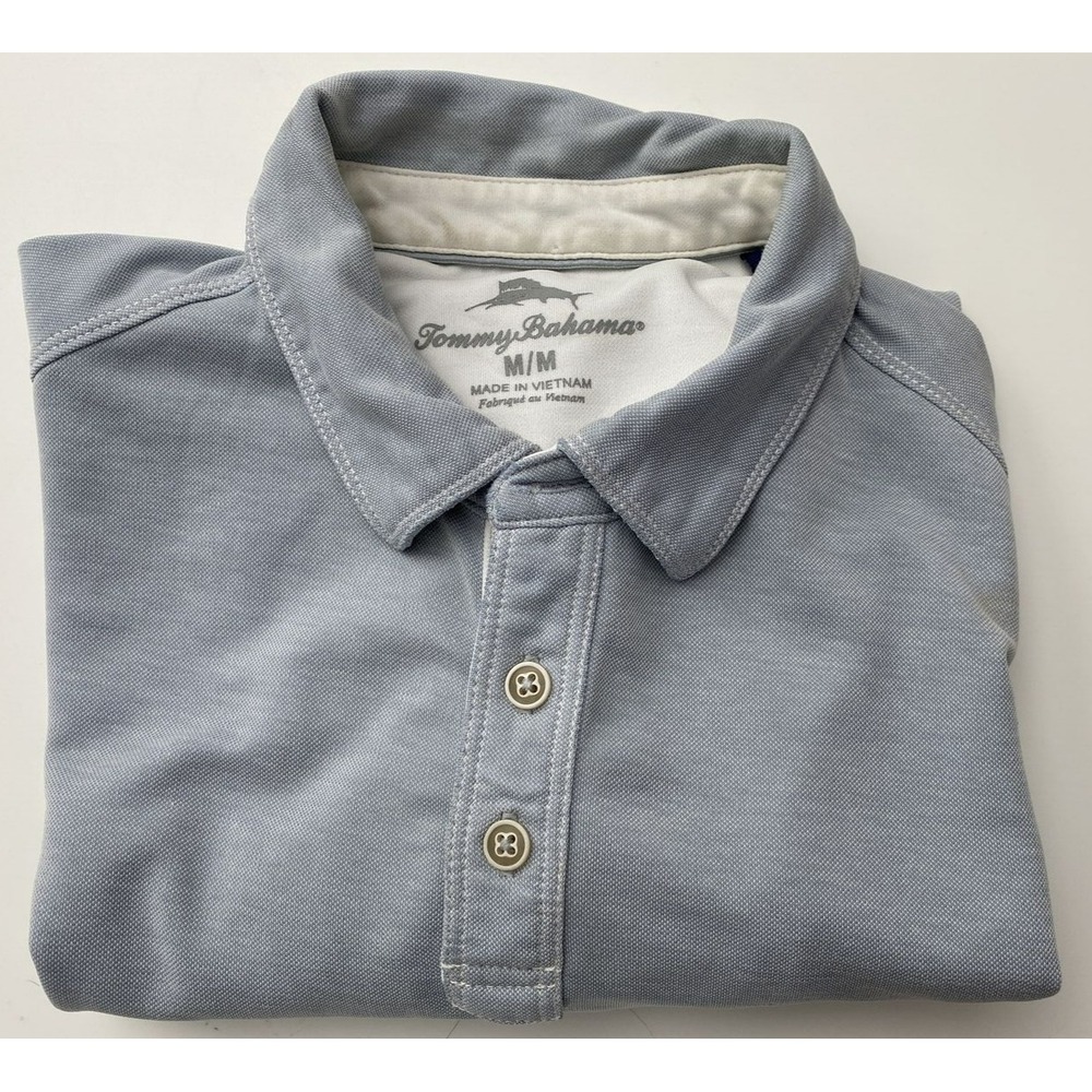 Tommy Bahama Polo Shirt Mens Size M Blue Good Short Sleeve Logo TB13